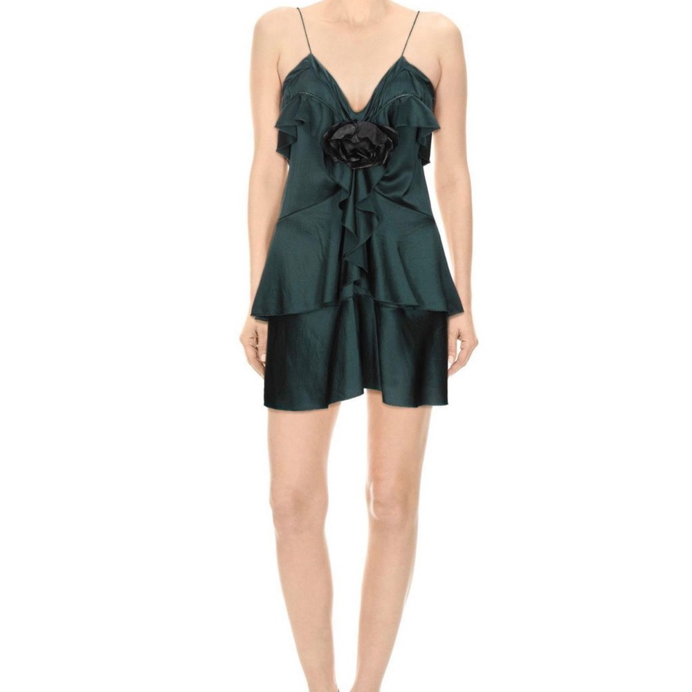💯Saint Laurent emerald green mini dress